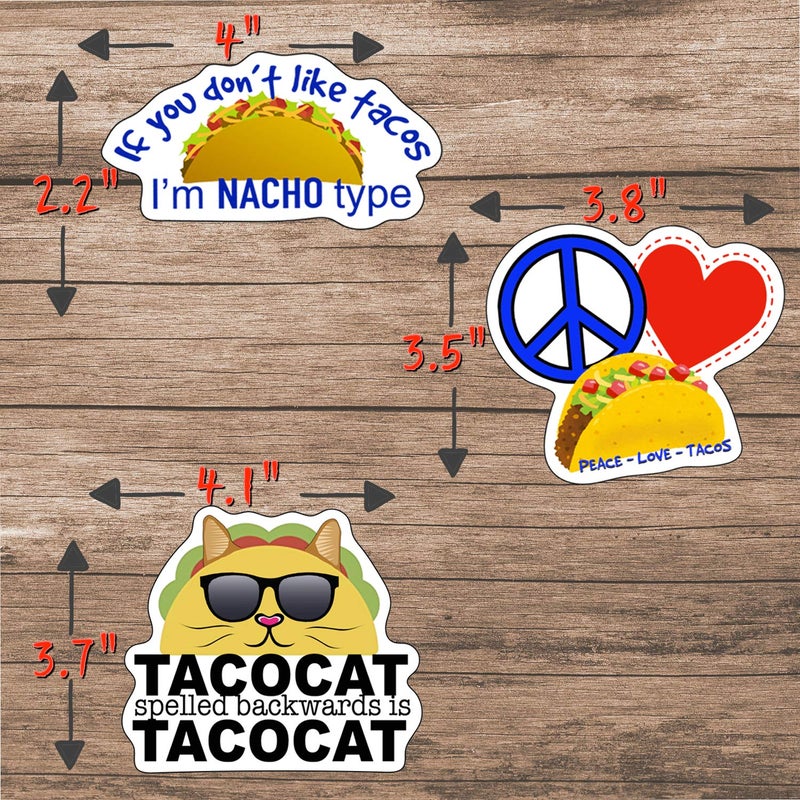 Leann Michael Taco Stickers - Perfect Taco Gifts for Lovers - Great On Bottles, Laptops, Cars, Kids - Large, Waterproof Vinyl - Image 2
